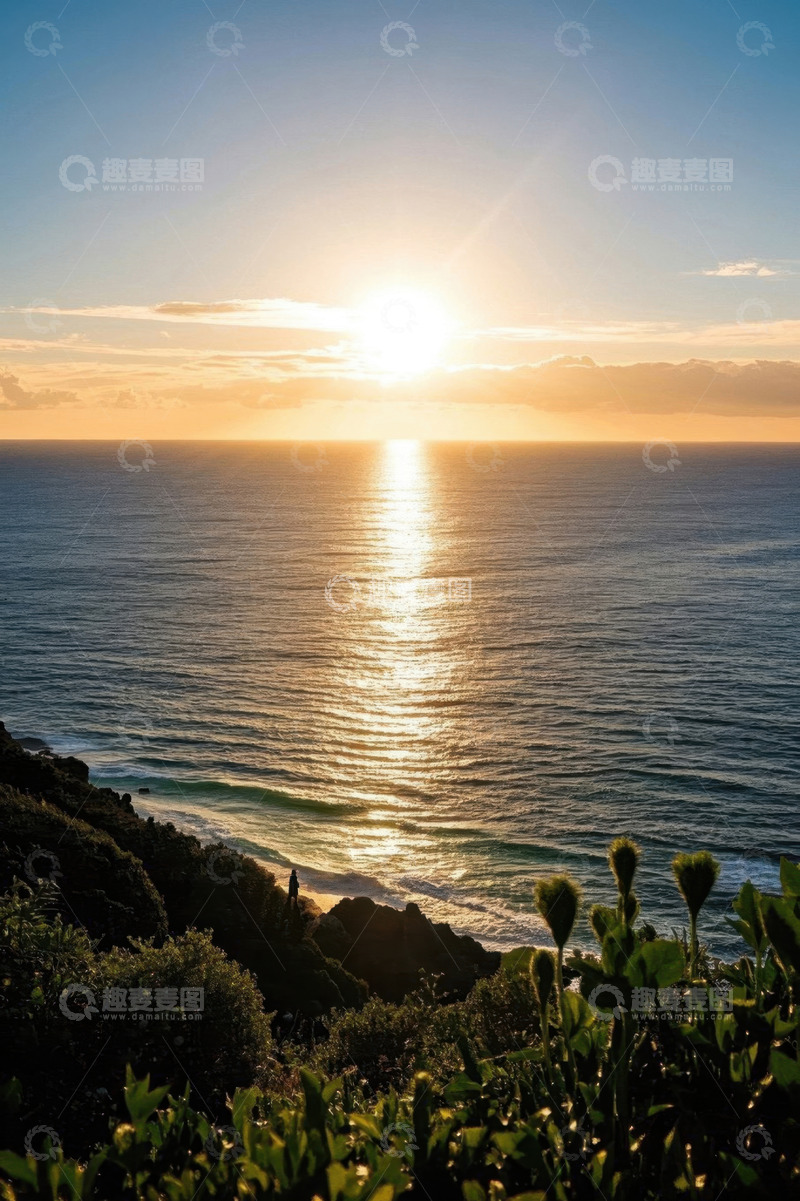 高清大图下载【趣麦麦图】海边日落自然风光
