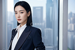 职业女性窗边半身肖像