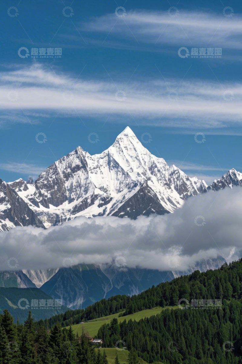 高清大图下载【趣麦麦图】雪山森林自然风光景象