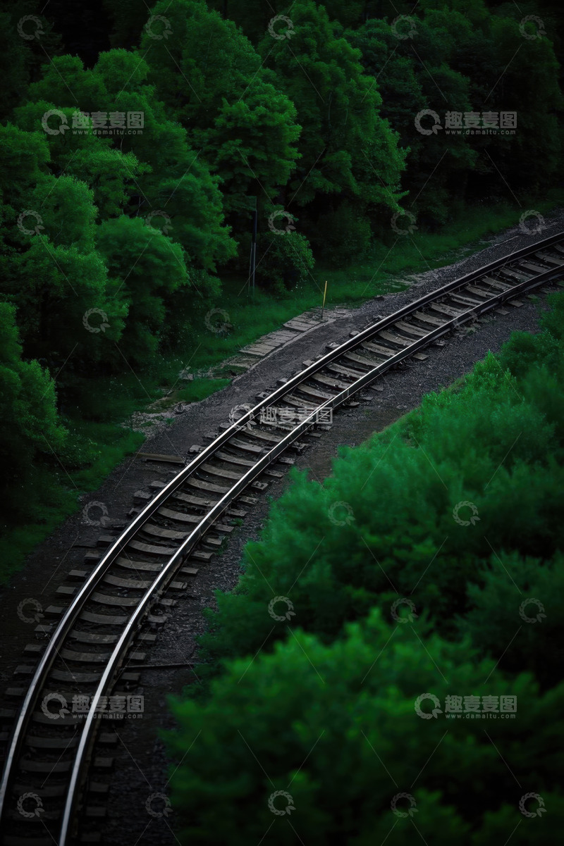 高清大图下载【趣麦麦图】森林中的铁路轨道