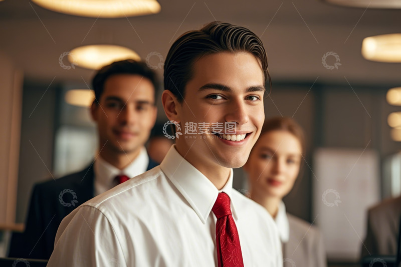 高清大图下载【趣麦麦图】商务男士微笑办公场景