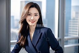 身着西装的职业女性微笑特写
