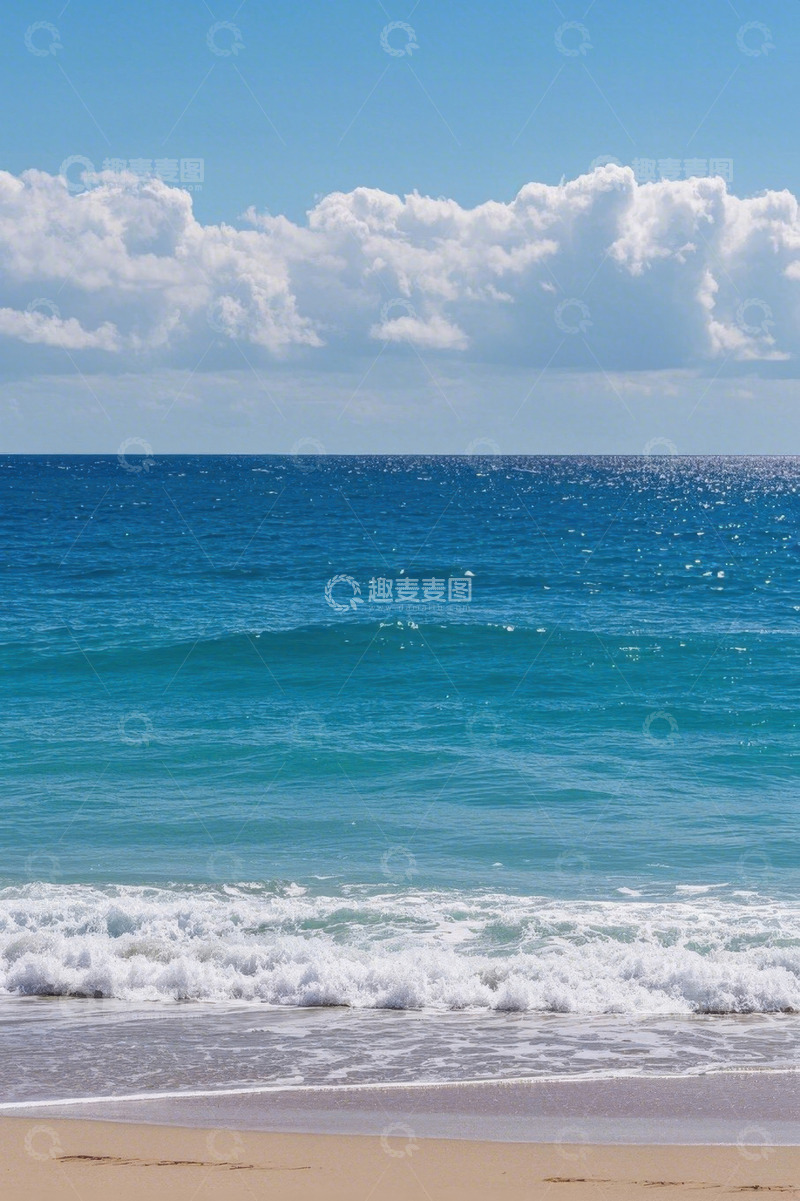 高清大图下载【趣麦麦图】海滩海洋蓝天白云风景