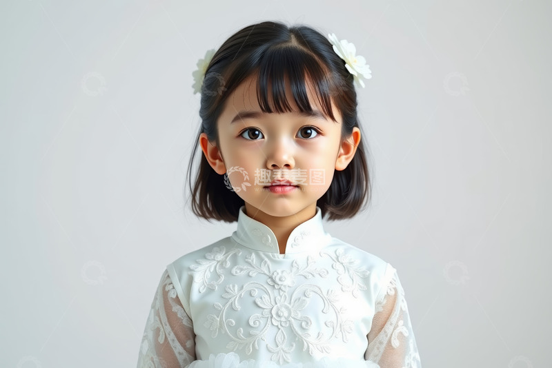 高清大图下载【趣麦麦图】穿中式服装的小女孩肖像