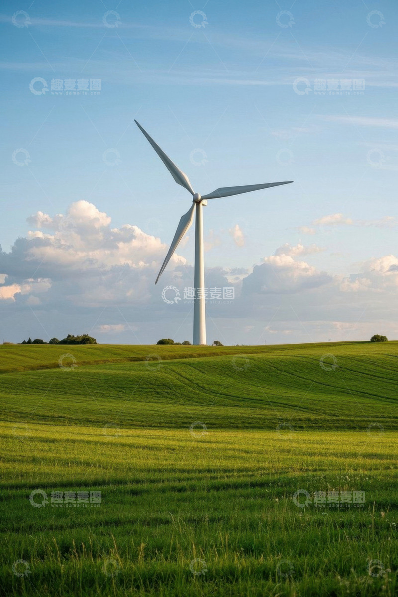 高清大图下载【趣麦麦图】草原上的风力发电机