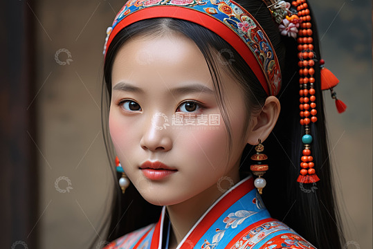 身着古装的少女肖像