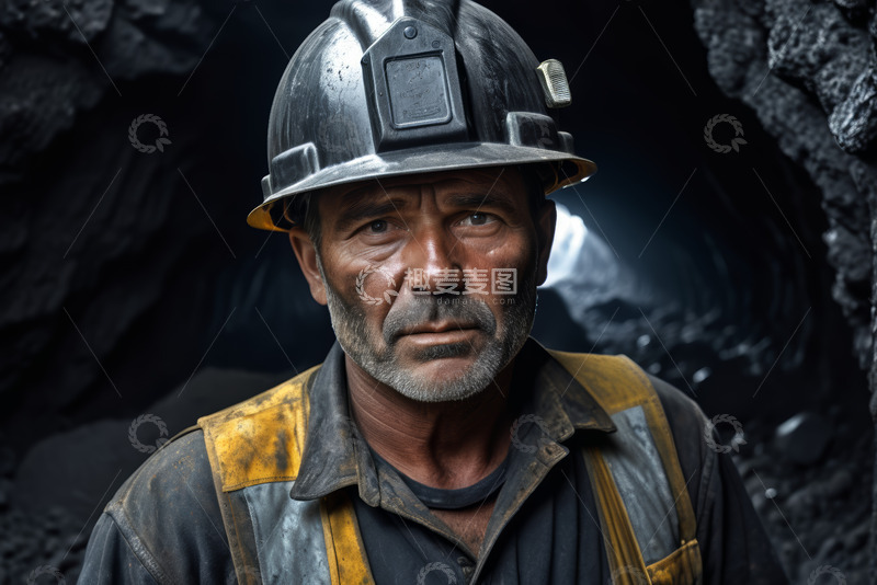 高清大图下载【趣麦麦图】煤矿工人矿井内肖像