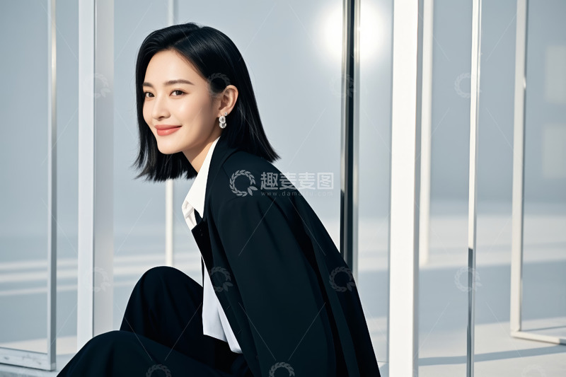 高清大图下载【趣麦麦图】职业女性侧身微笑