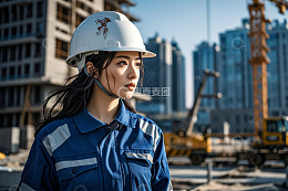 工地女性工人侧面形象