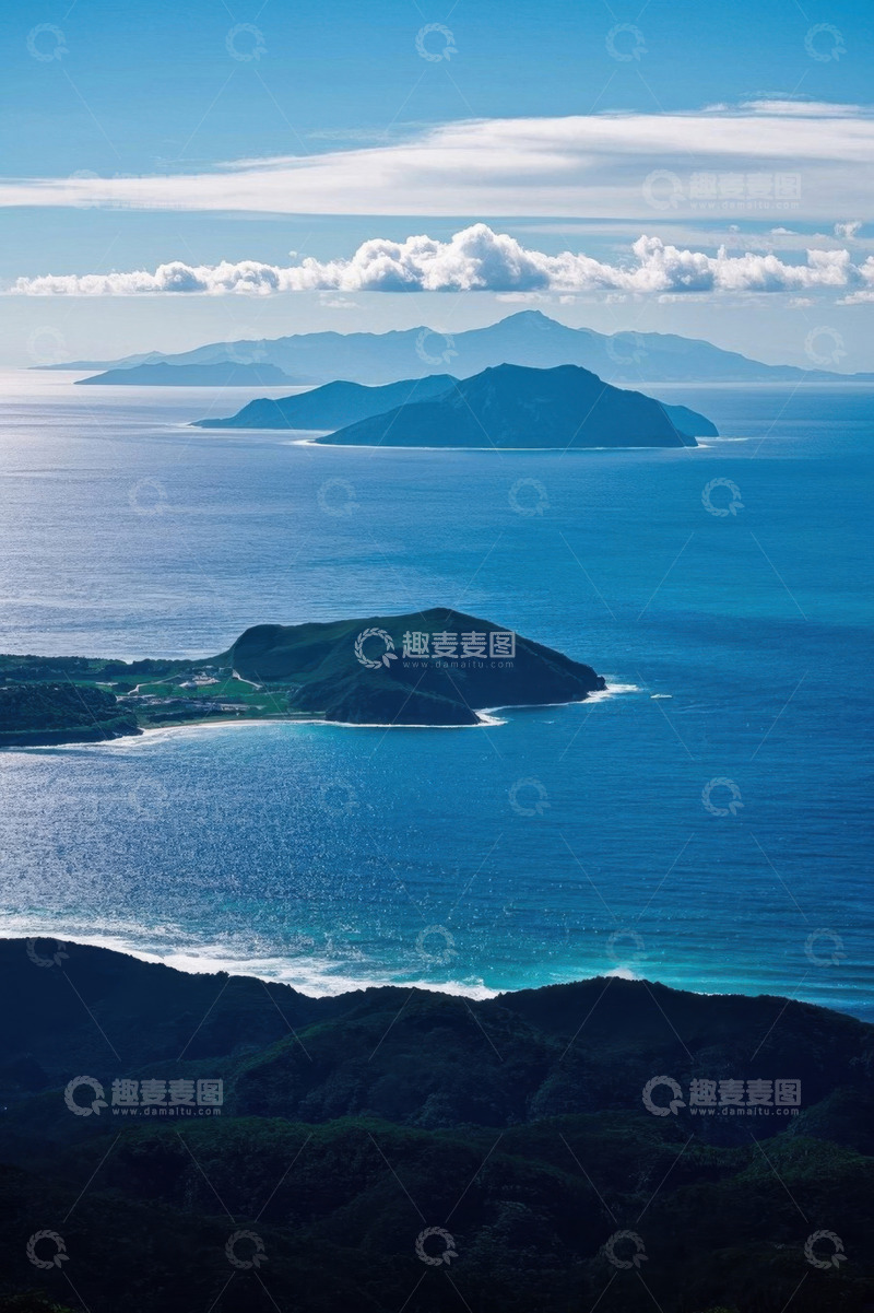 高清大图下载【趣麦麦图】蓝色海洋与岛屿风景