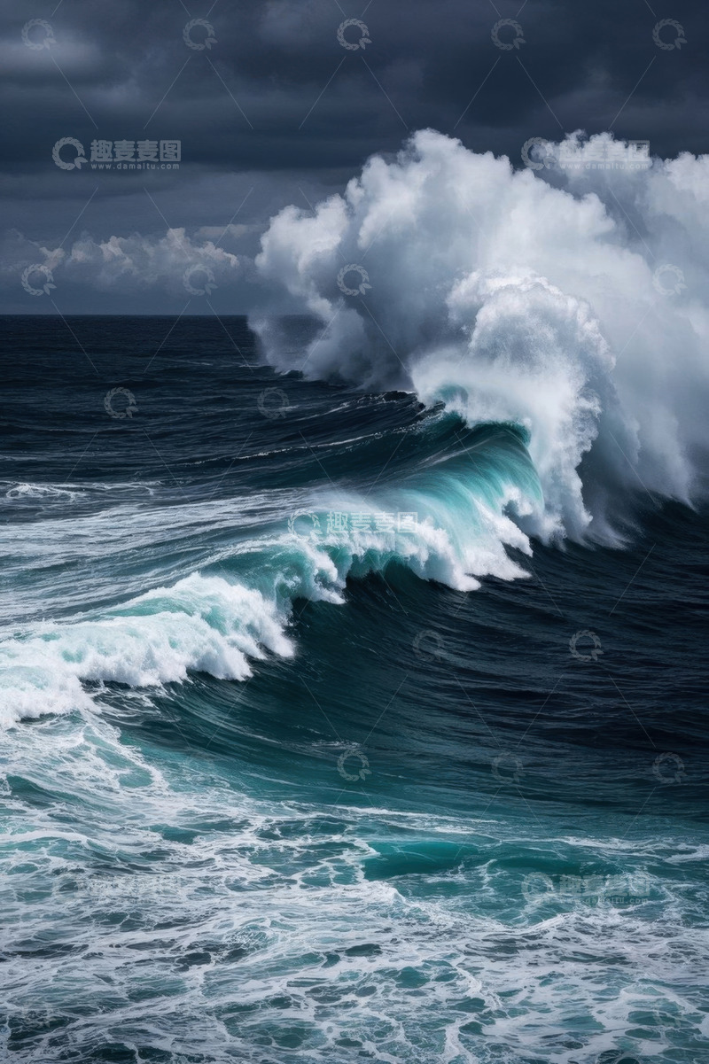 高清大图下载【趣麦麦图】海洋中汹涌翻滚的巨大海浪