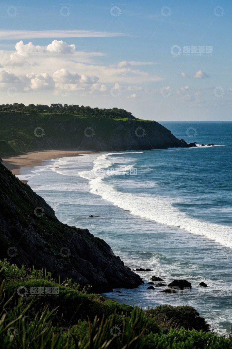 高清大图下载【趣麦麦图】海岸边沙滩与海浪风景