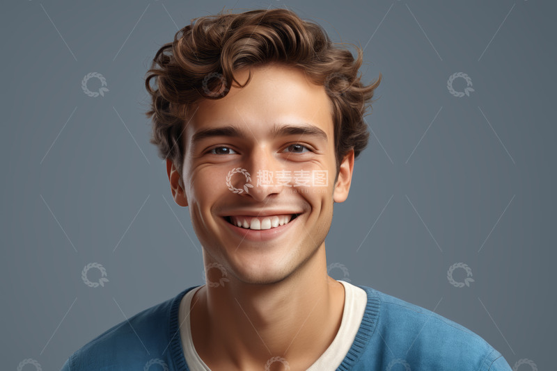 高清大图下载【趣麦麦图】微笑男士肖像特写