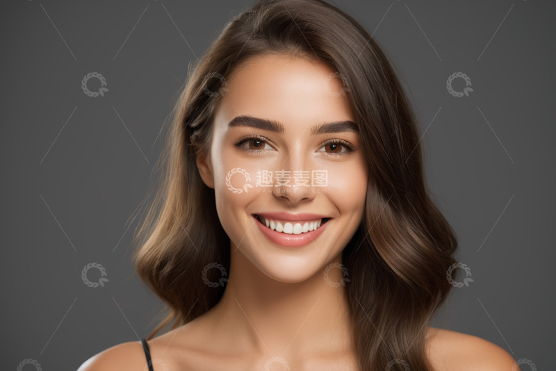 高清大图下载【趣麦麦图】微笑女性面部特写