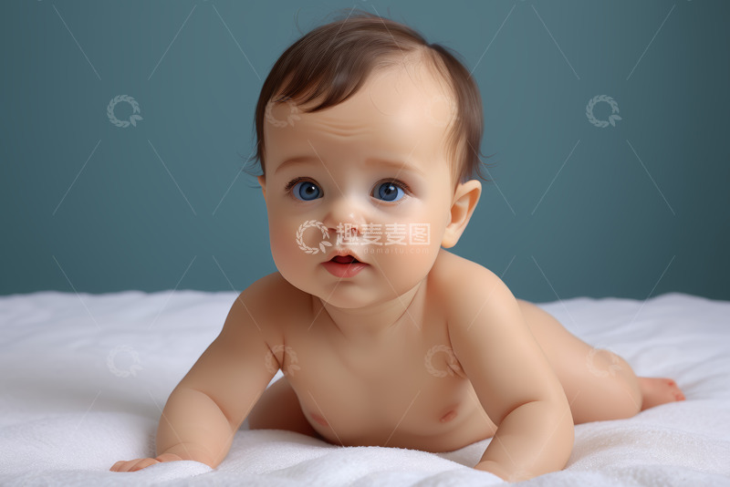 高清大图下载【趣麦麦图】趴着的可爱婴儿肖像
