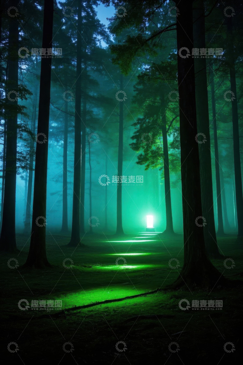 高清大图下载【趣麦麦图】幽森迷雾中的神秘亮光