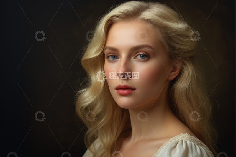 高清大图下载【趣麦麦图】金发女子面部特写