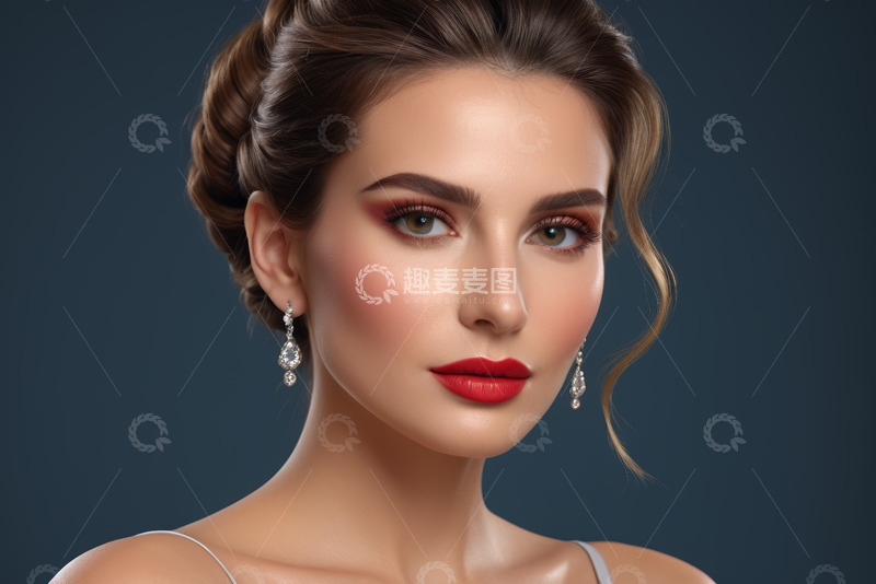 高清大图下载【趣麦麦图】妆容精致的女性人像特写
