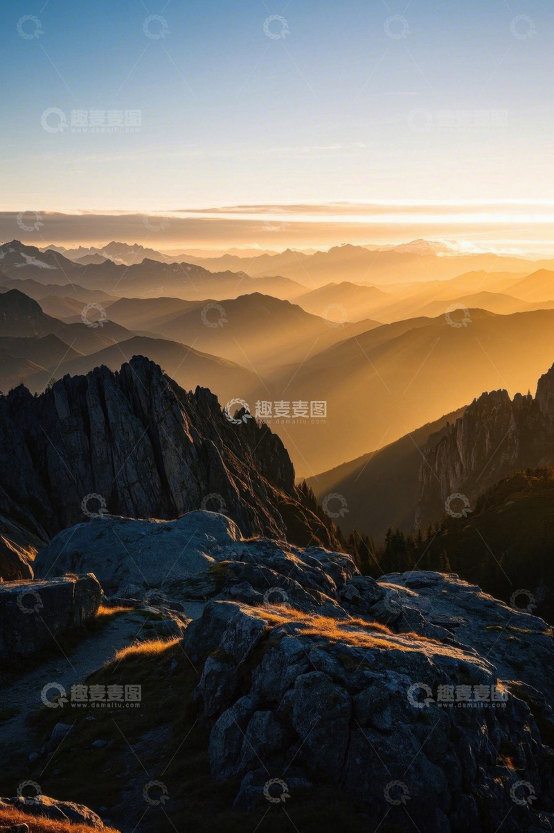 高清大图下载【趣麦麦图】山间日出自然风光