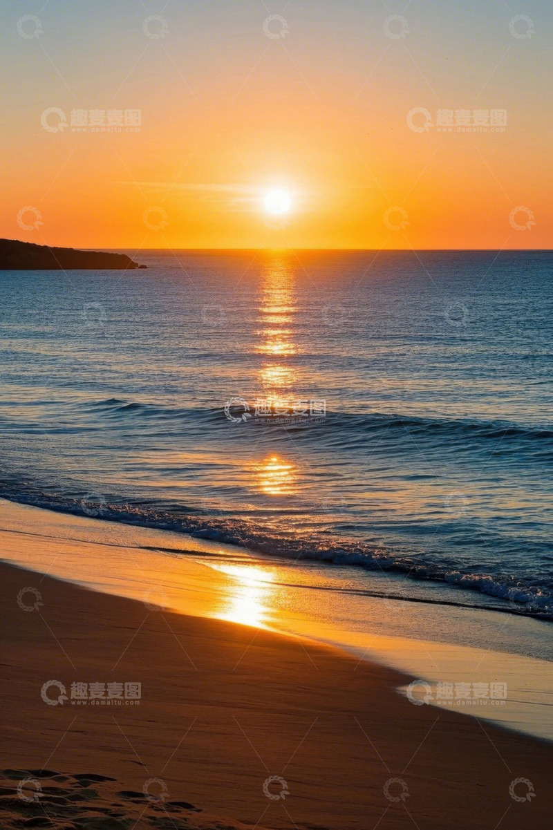 高清大图下载【趣麦麦图】海滩日落时分海景