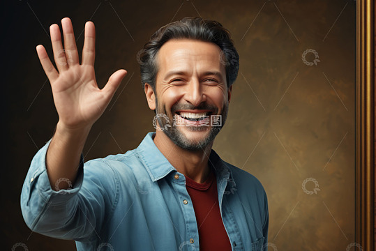 微笑男士挥手示意