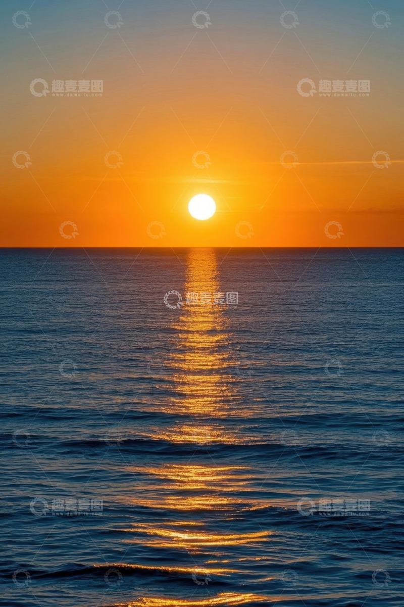 高清大图下载【趣麦麦图】海上日落美景