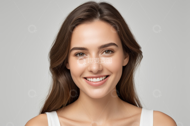 高清大图下载【趣麦麦图】微笑美丽女性面部特写