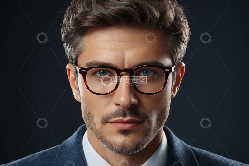 高清大图下载【趣麦麦图】戴眼镜的商务男士特写