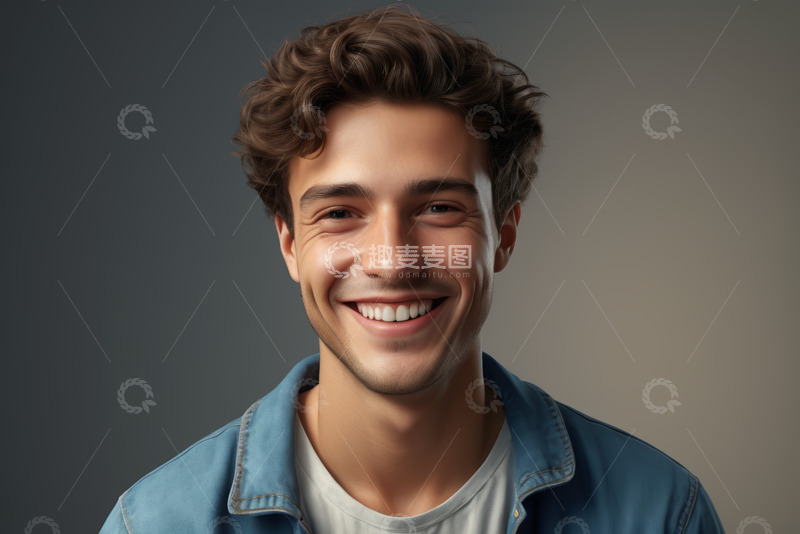 高清大图下载【趣麦麦图】微笑年轻男子半身像