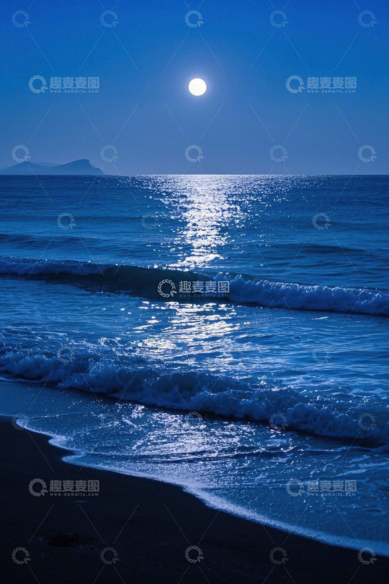 高清大图下载【趣麦麦图】月夜下的海边风光