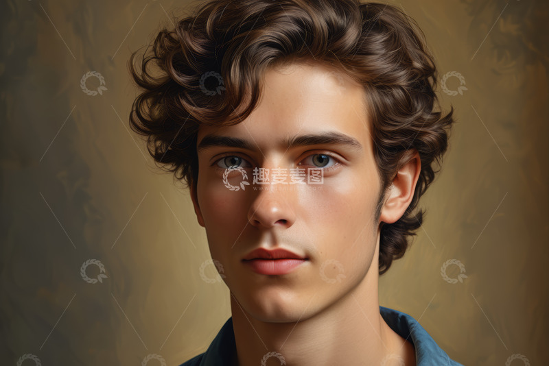 高清大图下载【趣麦麦图】年轻男子面部特写肖像素材