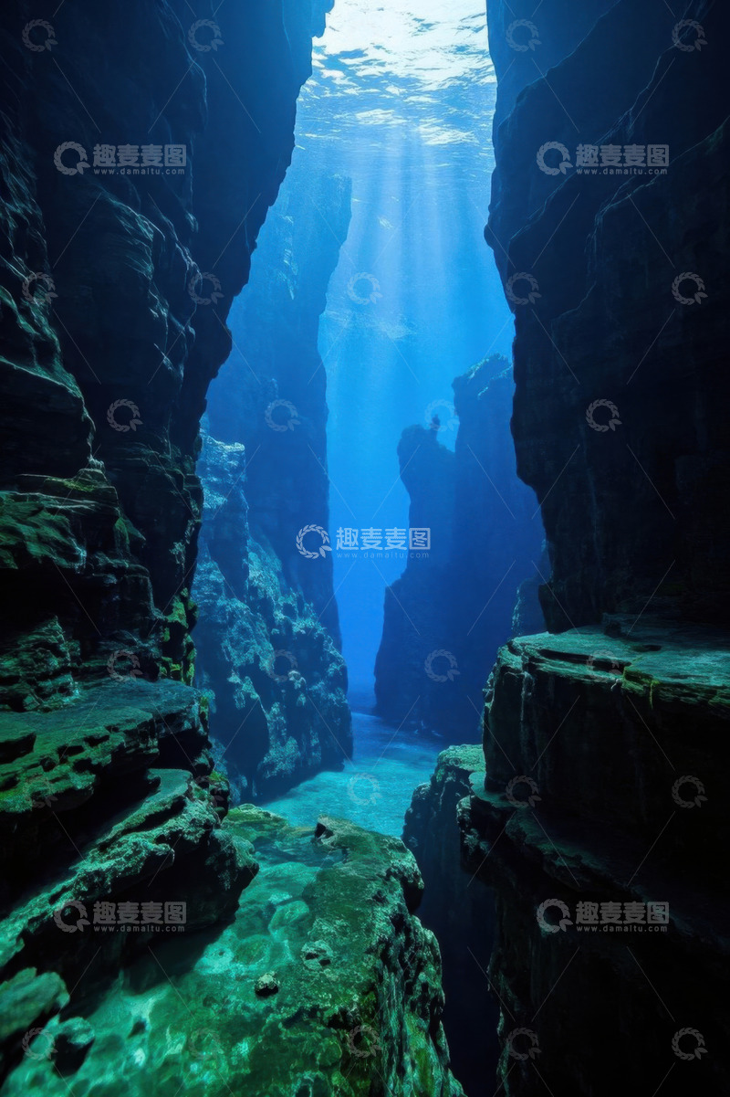 高清大图下载【趣麦麦图】水下洞穴潜水景观