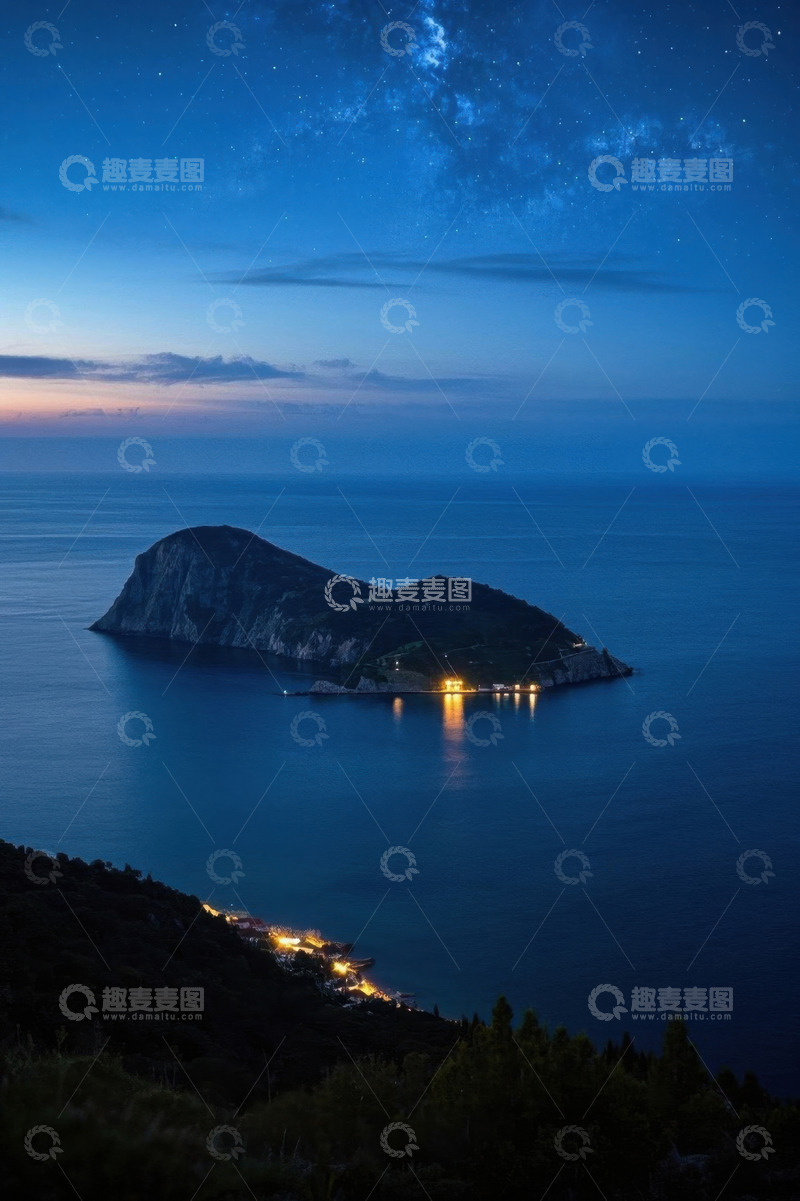 高清大图下载【趣麦麦图】海岛夜景星空与海岸风光