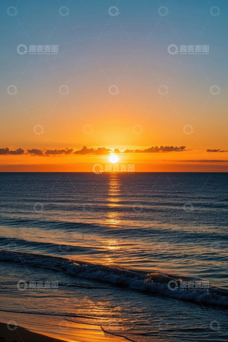 高清大图下载【趣麦麦图】海滩日出海洋景象