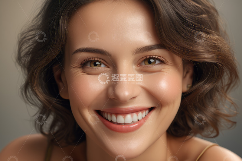 高清大图下载【趣麦麦图】微笑女性面部特写肖像