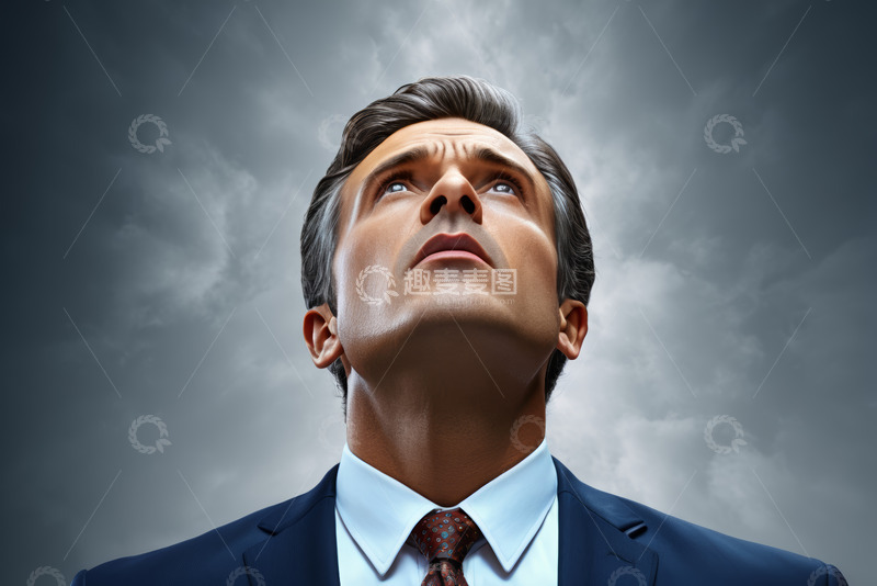 高清大图下载【趣麦麦图】商务男士仰视天空画面