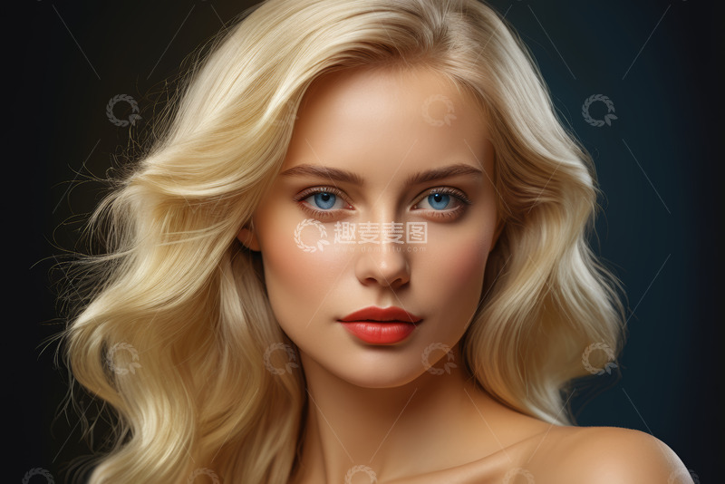 高清大图下载【趣麦麦图】金发女子面部特写