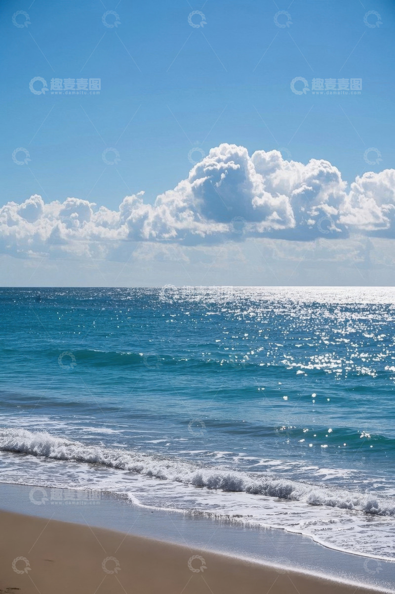 高清大图下载【趣麦麦图】蓝色海洋与沙滩的风景