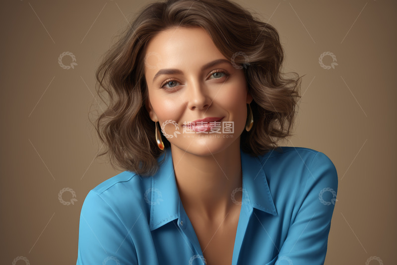 高清大图下载【趣麦麦图】微笑女士半身肖像