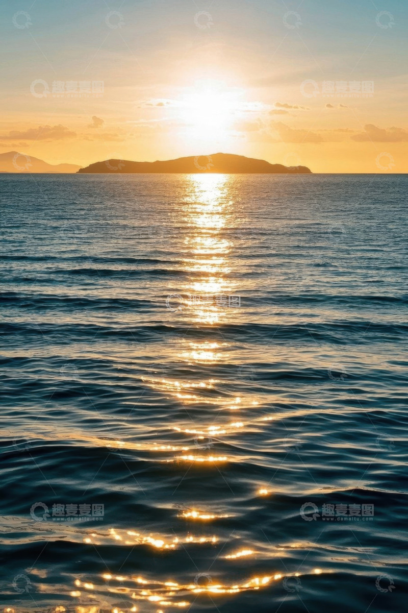 高清大图下载【趣麦麦图】海上日落风景