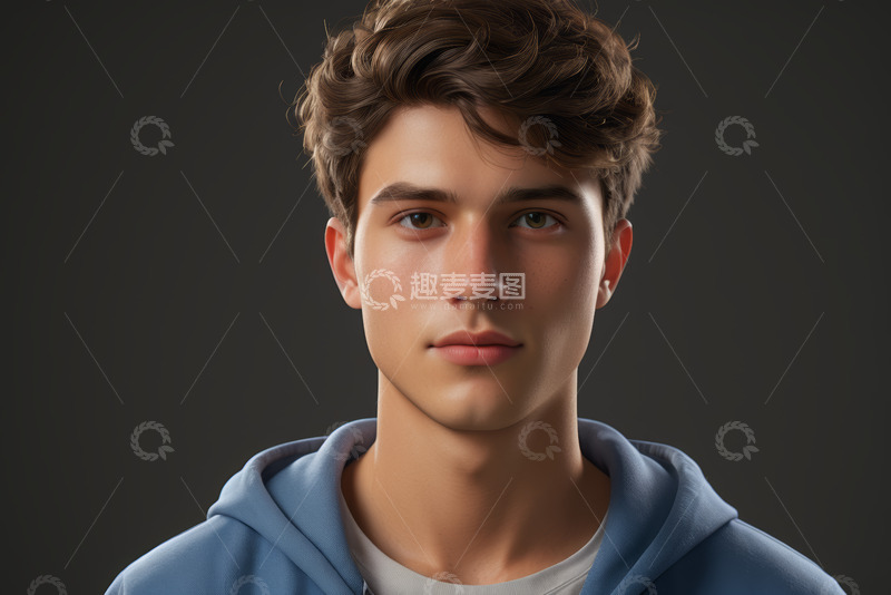 高清大图下载【趣麦麦图】穿着连帽衫的男性面部特写