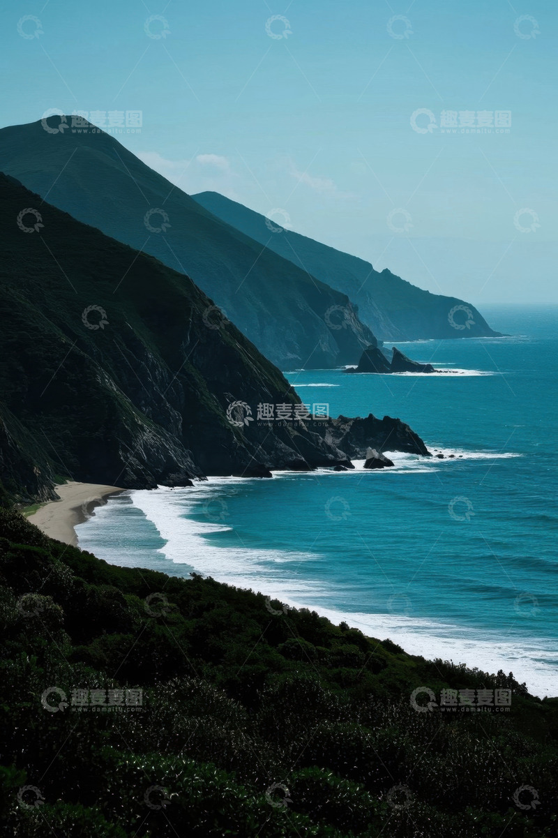 高清大图下载【趣麦麦图】山海相依的海岸风光