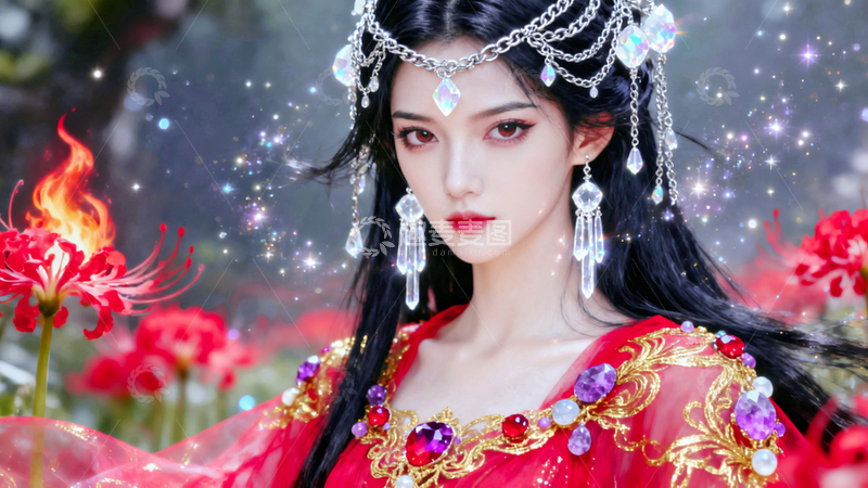 高清大图下载【趣麦麦图】彼岸花国风美女