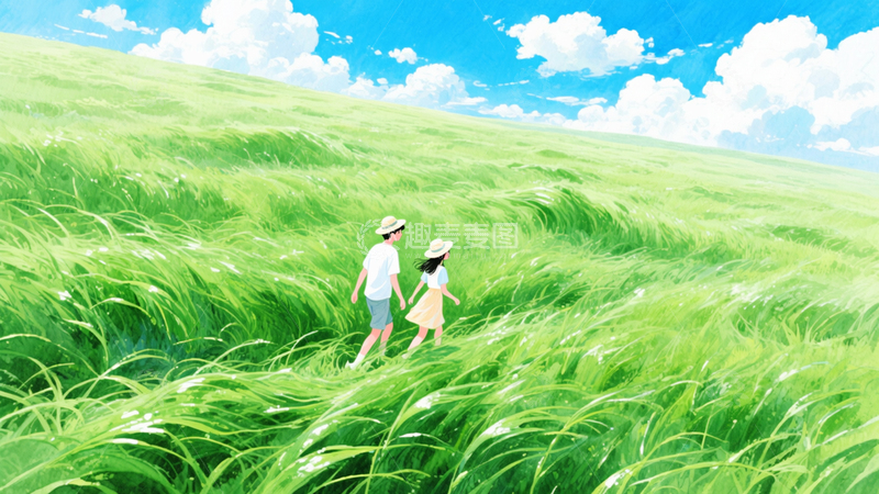 高清大图下载【趣麦麦图】情侣相约在春季