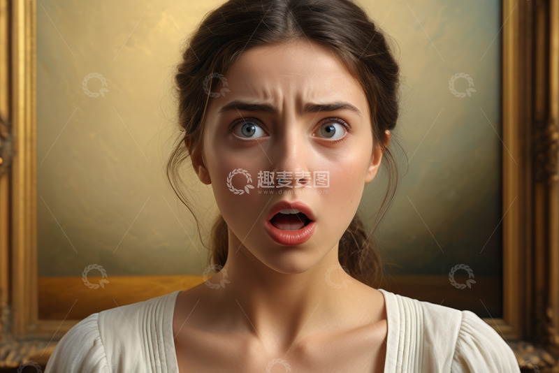 高清大图下载【趣麦麦图】表情惊讶的女性人像
