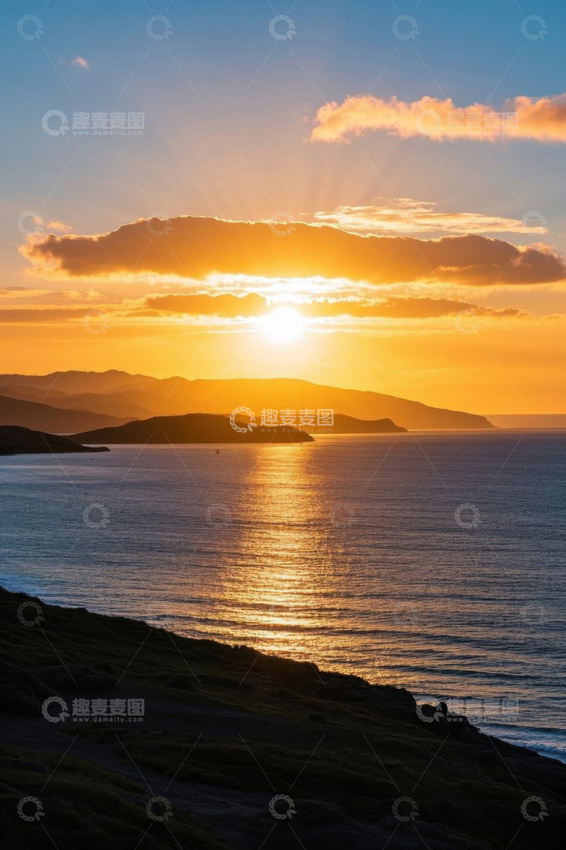 高清大图下载【趣麦麦图】海边日落时分自然景观
