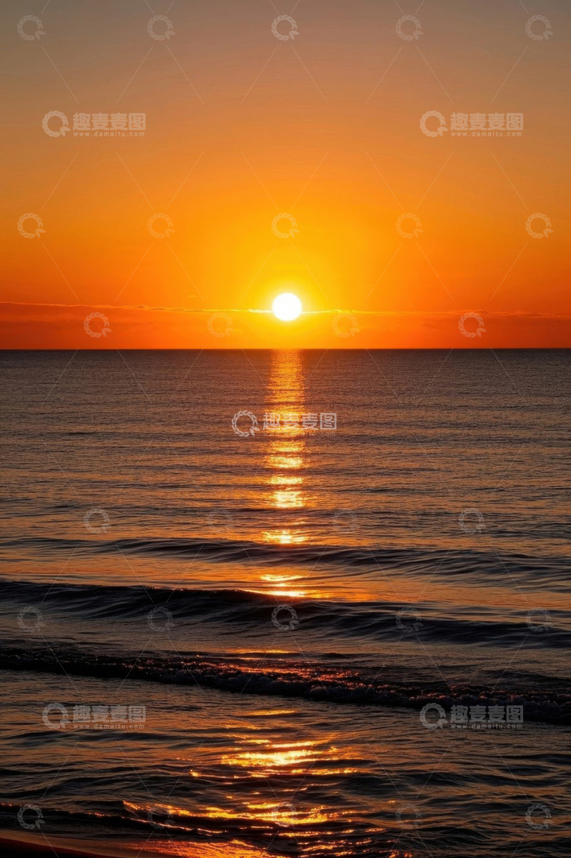 高清大图下载【趣麦麦图】海上日落景色
