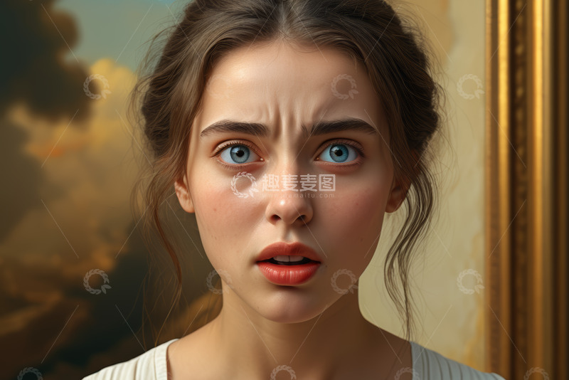 高清大图下载【趣麦麦图】表情惊讶的女性肖像
