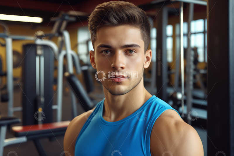 高清大图下载【趣麦麦图】健身房内健身男子特写