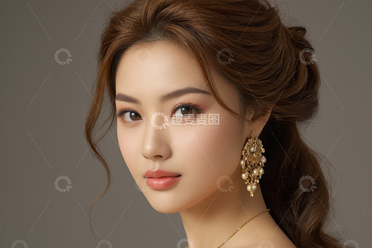 年轻女性优雅妆容肖像